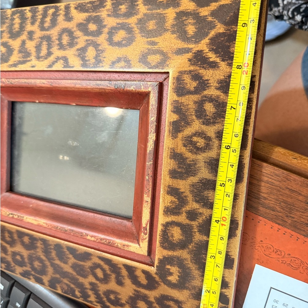 Pier 1 Imports Leopard Print Photo Frame with Red Inner Trim - Picture 8 of 9